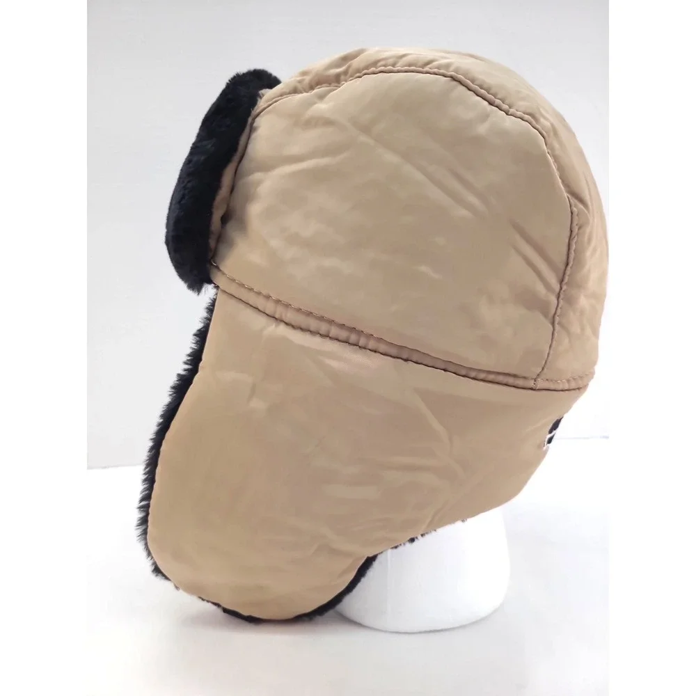 Icebar Ice Bar Las Vegas Minus 5 Warm Trapper Tan Black Faux Fur Quilted Hat
